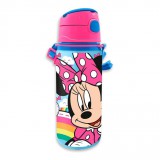 KORREKT WEB Disney Minnie Rainbow alumínium szívószálas kulacs akasztóval 600 ml
