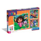 KORREKT WEB Dóra, a felfedező Jungle Quest 3x48 db-os puzzle Clementoni