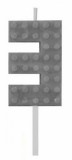 KORREKT WEB Építőkocka 3-as Grey Blocks tortagyertya, számgyertya