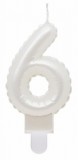 KORREKT WEB Fehér 6-os Pearly számgyertya, tortagyertya