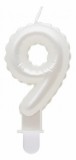 KORREKT WEB Fehér 9-es Pearly számgyertya, tortagyertya