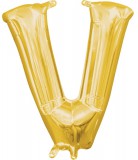 KORREKT WEB Gold, Arany mini V betű fólia lufi 33 cm