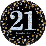 KORREKT WEB Happy Birthday 21 Gold papírtányér 8 db-os 23 cm