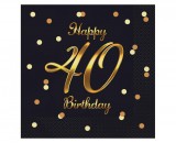 KORREKT WEB Happy Birthday 40 B&C Gold szalvéta 20 db-os 33x33 cm