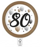 KORREKT WEB Happy Birthday 80 Milestone papírtányér 8 db-os 23 cm FSC