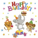KORREKT WEB Happy Birthday Animals szalvéta 20 db-os 33x33 cm