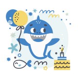 KORREKT WEB Happy Birthday Blue Shark szalvéta 20 db-os 33x33 cm