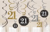 KORREKT WEB Happy Birthday Gold 21 Szalag dekoráció 12 db-os szett