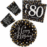 KORREKT WEB Happy Birthday Gold 80 party szett 32 db-os 23 cm-es tányérral