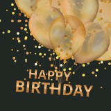 KORREKT WEB Happy Birthday Gold Balloons szalvéta 20 db-os 33x33 cm