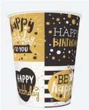 KORREKT WEB Happy Birthday Golden papír pohár 8 db-os 250 ml
