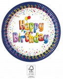 KORREKT WEB Happy Birthday Multicolor papírtányér 8 db-os 20 cm FSC