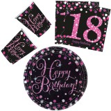 KORREKT WEB Happy Birthday Pink 18 party szett 32 db-os 23 cm-es tányérral