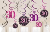 KORREKT WEB Happy Birthday Pink 30 Szalag dekoráció 12 db-os szett