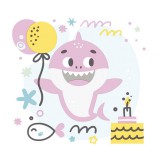 KORREKT WEB Happy Birthday Pink Shark szalvéta 20 db-os 33x33 cm