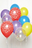 KORREKT WEB Happy Birthday Rainbow léggömb, lufi 10 db-os szett 11 inch (27,5cm)
