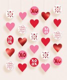KORREKT WEB Happy Valentine&#039;s Day függő dekoráció 5 db-os szett