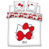 KORREKT WEB Hello Kitty Red Bow dupla, kétszemélyes ágyneműhuzat 240×220cm, 65x65 cm