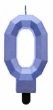 KORREKT WEB Kék 0-ás Diamond Metallic számgyertya, tortagyertya