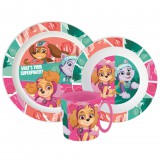 KORREKT WEB Mancs Őrjárat Superpowers étkészlet, micro műanyag szett bögrével 390 ml