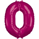 KORREKT WEB Pink óriás szám fólia lufi 0-ás, 88*66 cm