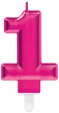 KORREKT WEB Rózsaszín Pink számgyertya, tortagyertya 1-es