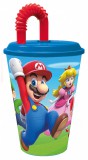 KORREKT WEB Super Mario Mushroom Kingdom szívószálas pohár, műanyag 430 ml