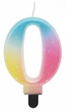 KORREKT WEB Színes 0-ás Pastel Ombre számgyertya, tortagyertya