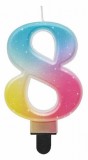 KORREKT WEB Színes 8-as Pastel Ombre számgyertya, tortagyertya