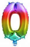 KORREKT WEB Színes Multicolour Metallic mini 0-ás szám fólia lufi 33 cm