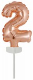 KORREKT WEB Színes Rose Gold 2-es szám fólia lufi tortára 13 cm