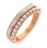 KORREKT WEB Victoria Rose gold színű fehér köves, gyöngyös gyűrű