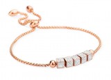 KORREKT WEB Victoria Rose gold színű fehér köves kocka karkötő