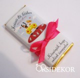 Köszönetajándék csoki autós masnival átkötve