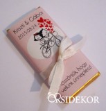 Köszönetajándék csoki biciklis, masnival átkötve