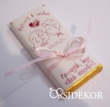 Köszönetajándék csoki masnival átkötve