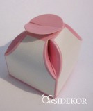 Köszönetajándék doboz esküvőre, rózsaszín fehér
