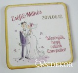 Köszönetajándék esküvői fényképes hűtőmágnes, 5x5cm