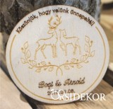 Köszönetajándék esküvői hűtőmágnes fából