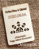 Köszönetajándék esküvői hűtőmágnes fából