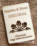 Köszönetajándék esküvői hűtőmágnes fából