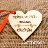 Köszönetajándék fa szív kulcstartó