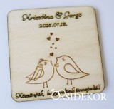 Köszönetajándék fából galambos - poháralátét