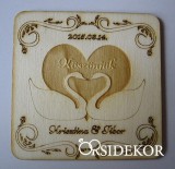 Köszönetajándék fából hattyús - poháralátét