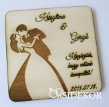 Köszönetajándék fából modern - poháralátét