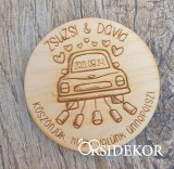 Köszönetajándék fából - poháralátét autós