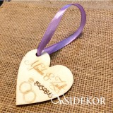 Köszönetajándék gyűrűs fa szív kulcstartó