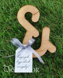 Köszönetajándék & jel, esküvői hűtőmágnes fából