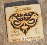 Köszönetajándék - magyaros szíves poháralátét fából