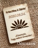 Köszönetajándék virág, esküvői hűtőmágnes fából